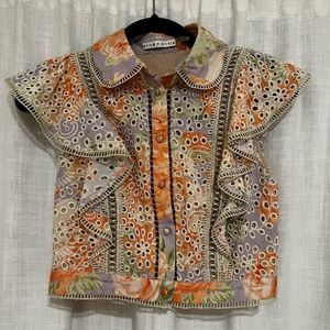 Embroidered Ruffle Shirt - Floral